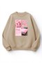 Unisex Soft Textured Pink Car Poster Printed Design Oversize 3 Thread Crew Neck Sweatshirt