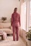 Viola Velvet Long Sleeve Belted Adjustable Waist Maternity and Postpartum Pajama Set - 6