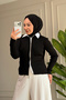 44357 - Stylish, Comfortable, Soft Viscose Zipper Detailed Women's Knitwear Short Cardigan
