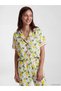 Shirt Collar Lemon Printed Women's Pajama Set (S6) - 3