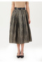 Premium Jacquard Design Belted Pleated Midi Skirt - 3