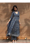 Navy Blue Viscose Flower Print Anarkali Set - VRN1030 | Navy Blue-Size:S-36-Inches - 3