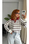 Premium Oversize Striped Polo Collar Sweater - 7