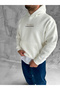 White Hooded Oversize Premium Snake Print Sweatshirt - 3