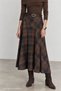 Plaid Brown Long Skirt - 2