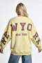 Women's Oversize Sweatshirt Wyo Ny Printed Yellow – Crew Neck, 3 Thread Raster Fleece - 3