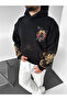 Black Hooded Oversize Premium Bee Embroidered Sweatshirt Swt-6424 - 3