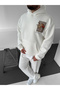 White Hooded Oversize Premium Camel Embroidered Sweatshirt - 3