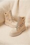 Giza Women's Snow Boots with Stones and Laces, Parachute Fabric, Beige - 3