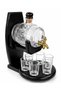 5-Piece Drink Serving Set – Glass Barrel with Wooden Stand and Presentation Set with 6 Shot Glasses, Barware, Shot Glass - 2