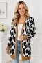 Women's V-Neck Long Sleeve Open Front Leopard Print Elegant Trend Soft Casual Brown Striped White Long Cardigan - 6