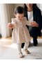 Beige Ruffled Baby Girl Velvet Dress Set
