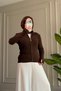 44357 - Stylish, Comfortable, Soft Viscose Zipper Detailed Women's Knitwear Short Cardigan - 3
