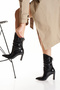 Patent Leather Look Thick Heeled Women's Boots with Gathered Ruffle Detail - 2
