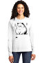 Cat Mouse White Relax Fit Long Sleeve Combed Cotton Women's T-Shirt