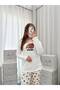 Ecru Pine Cone Patterned Long Sleeve Cotton Pajama Set