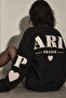 Women's Oversize Sweatshirt Paris 3D Printed Black – Crew Neck, Printed on Sleeves and Back, 3 Yarns - 4
