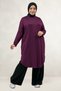68101 Plus Size Low Sleeve Oval Cut Modal Tunic - Plum