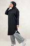 68101 Plus Size Low Sleeve Oval Cut Modal Tunic - Black - 2