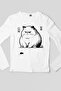 Cat Mouse White Relax Fit Long Sleeve Combed Cotton Women's T-Shirt - 2