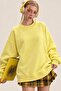 Women's Oversize Sweatshirt Paris 3D Printed Yellow – Crew Neck, Printed on Sleeves and Back, 3 Yarns - 3