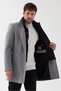 Claro Men's Gray Regular Fit Thick Cashmere Coat with Front Zipper - 6