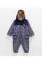 Baby Boy Overalls with Arma Detail, 100% Cotton, Hooded, Seasonal, Drawstring Waist Overalls - 2