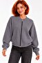 Women's Smoked Color Zippered Bomber Jacket - 3