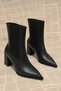 Women's Boots with Rubber Side Detail and Thick Heel, Black - 2