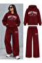 Oversize West Coast Printed Hooded 100% Cotton Wide Leg Sweatpants Set