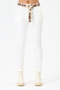 Women's White Italian Belted Skinny Fit Lycra Velvet Trousers 38 - 44 Size - 4