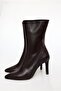 Bitter Brown Leather Pointed Toe Heeled Boots 24374 - 3