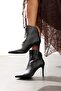 Black Back Zipper Pointed Toe Boots 25408 - 4