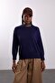 Navy Blue Crew Neck Lyocell Yarn Knitwear - 4