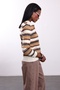 Brown Polo Collar Striped Sweater 261146 - 5