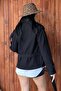 Zr Women's Stand Collar Belted Short Lined Comfortable Fit Black Cashmere Coat - 5