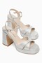 Silver Striped Women's Platform Heeled Shoes - 3