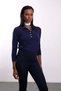 Navy Blue Polo Collar Lyocell Yarn Knitwear - 3