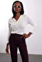 Ecru Buttoned Crew Neck Knitwear 251372 - 3