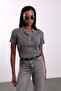 Anthracite Polo Collar Buttoned Short Sleeve Knitwear 140796 - 2