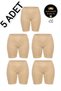 Women's 5-Pack Skin Color 100% Cotton Plus Size Elastic-Cuffed Mommy Long Underpants - Special Production with Sleep Band Gift