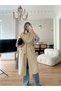 Beige Plaid Lined Slit Long Oversized Trench Coat - 3881 - 8