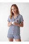 Quality Pieces from Çelebi Store Shirt Roba Collar Striped Women's Shorts Pajama Set