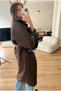 Brown Plaid Lined Slit Long Oversized Trench Coat - 3881 - 6