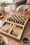 1 Piece Wooden Chess and Backgammon Set – Compact Wooden Game Board, Chess Backgammon for Home and Travel Alk4242