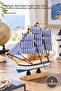 2 Wooden Ships – Miniature Decorative Model Boat, Home and Office Ornament, Gift Option, Wood Ship
