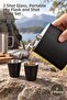 2-Piece Stainless Steel Flask Set – Portable Hip Flask and Shot Glass Set with 2 Shot Glasses