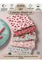 100% Cotton Fabric Panel Set 5 Different Patterns 30X60 cm – Vintage Floral Pattern, Pink, Burgundy, and Light Green Tones