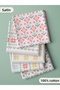 100% Cotton Fabric Panel Set 5 Different Patterns 30X60 cm – Cross-Stitch Embroidery Look Floral Pattern, Pink and Green Tones - 3