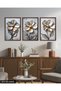 Metal Textured Appearance Flower 3 Piece Wooden Framed Painting Act - 4